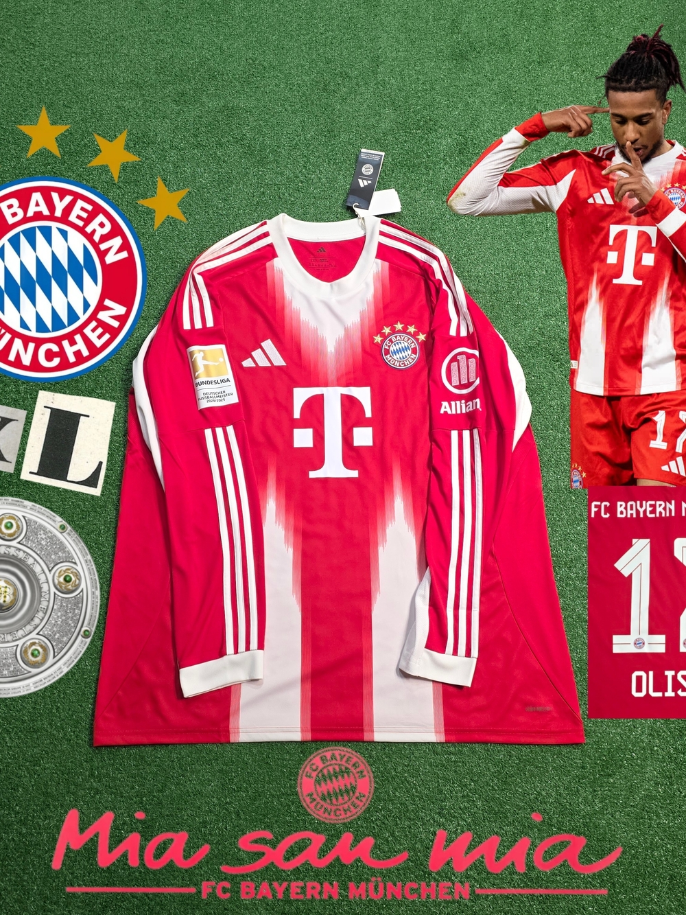 Adidas Bayern Munich Michael Olise #17 2025/2026 Long Sleeve Home Jersey XXL
